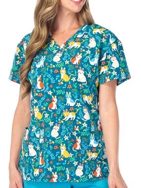 NWT Women’s Large Hoppy Kitty Scrubfinity PerformX Scrub Top